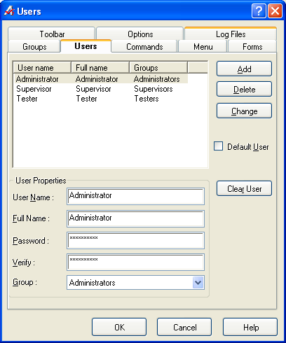 The Users Page allows the creation of new users and assignment into user groups.